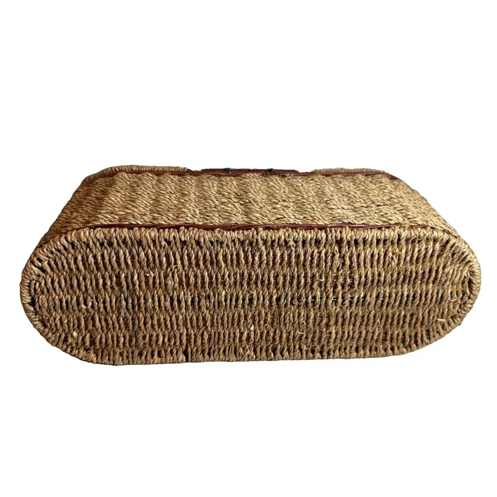 Vintage Wicker Rattan 3- Part Basket Tissue Holder Organizer Storage